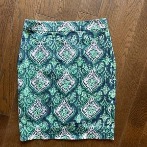 J Crew pencil skirt, size 00, cotton with spandex